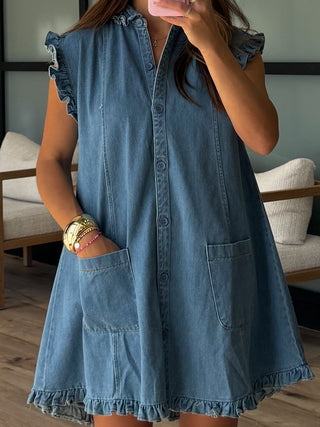 Denim Flutter Dress | RESTOCK