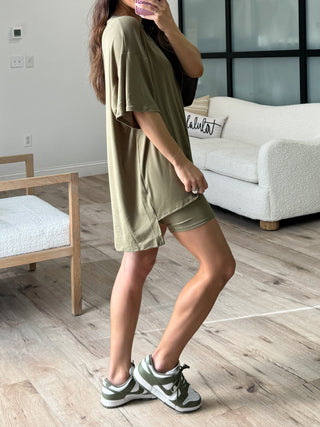 Novi Ribbed Tee + Shorts Set | Olive | +Plus Available | RESTOCK