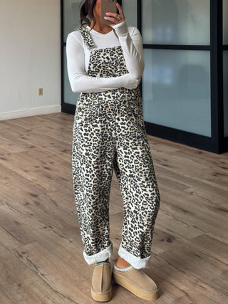 Leopard Barrel Overalls