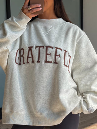 "GRATEFUL" Mock Neck Sweatshirt | +Plus Available