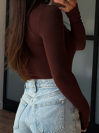 Essential Ribbed Long Sleeve | Chocolate | +Plus Available | RESTOCK