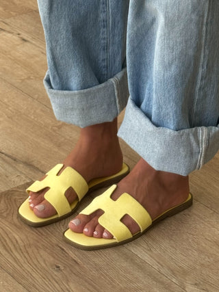 Helios Micro Suede Sandal | Lemon