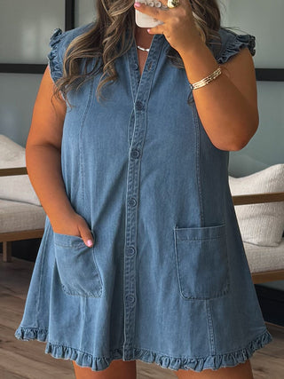 Denim Flutter Dress | RESTOCK