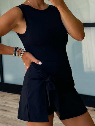 Aveline Active Wrap Romper | Black | RESTOCK