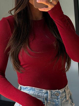 Essential Ribbed Long Sleeve | Scarlet | +Plus Available
