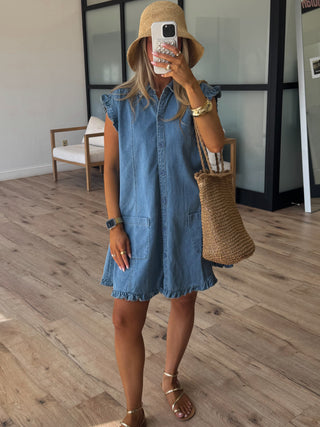 Denim Flutter Dress | RESTOCK
