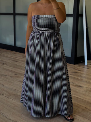 Laura Striped Maxi Dress | Black