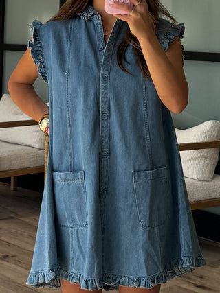 Denim Flutter Dress | RESTOCK