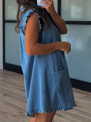 Denim Flutter Dress | RESTOCK