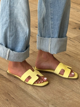 Helios Micro Suede Sandal | Lemon