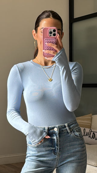 Essential Ribbed Long Sleeve | Baby Blue | +Plus Available | RESTOCK