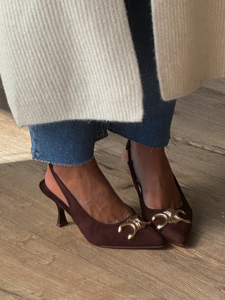 Triomphe Slingback Kitten Heels | Chocolate