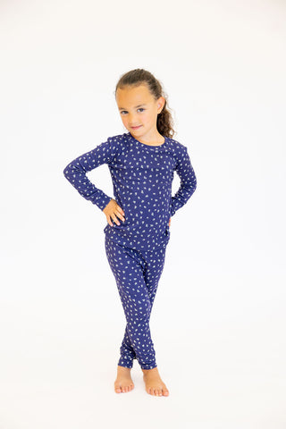 Kids Bamboo Pointelle Two-Piece Set | Navy | Tiny Talulah