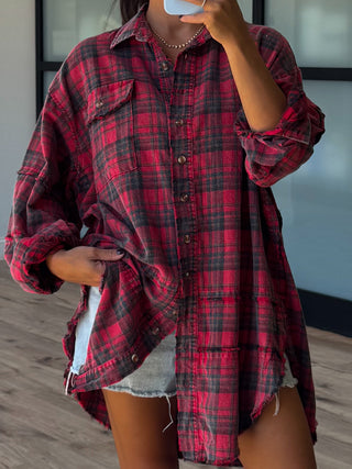 Stone Cliff Plaid Tunic | Red | +Plus Available | RESTOCK