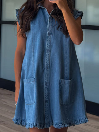 Denim Flutter Dress | RESTOCK