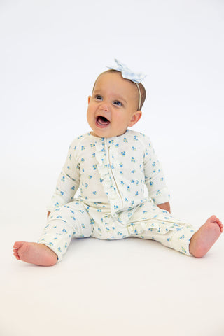 Bamboo Pointelle Ruffle Zippy | Ivory | Tiny Talulah