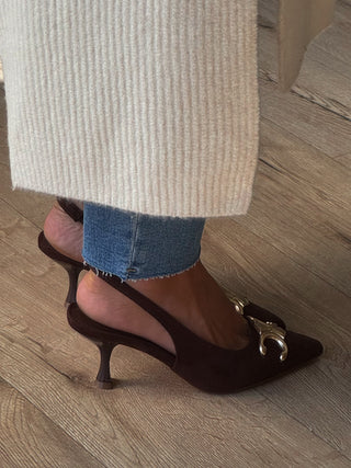 Triomphe Slingback Kitten Heels | Chocolate