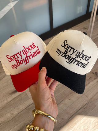 'Sorry About My Boyfriend' Canvas Cap | 2 Colors Available | FINAL SALE