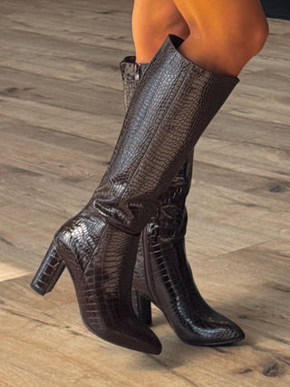 Scales Knee High Boots | Chocolate