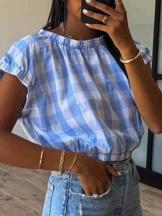 Gingham Basket Top | Light Blue