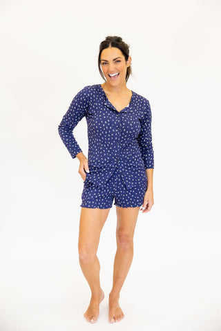 Bamboo Pointelle Women's Cardigan | Navy | +Plus Available