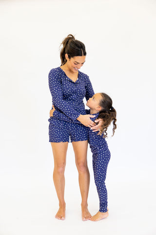 Kids Bamboo Pointelle Two-Piece Set | Navy | Tiny Talulah