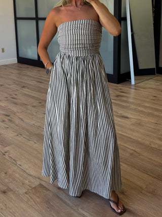 Laura Striped Maxi Dress | Ivory