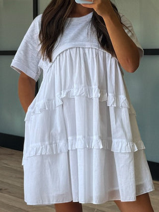 Nia Casual Layered Dress | Grey/White