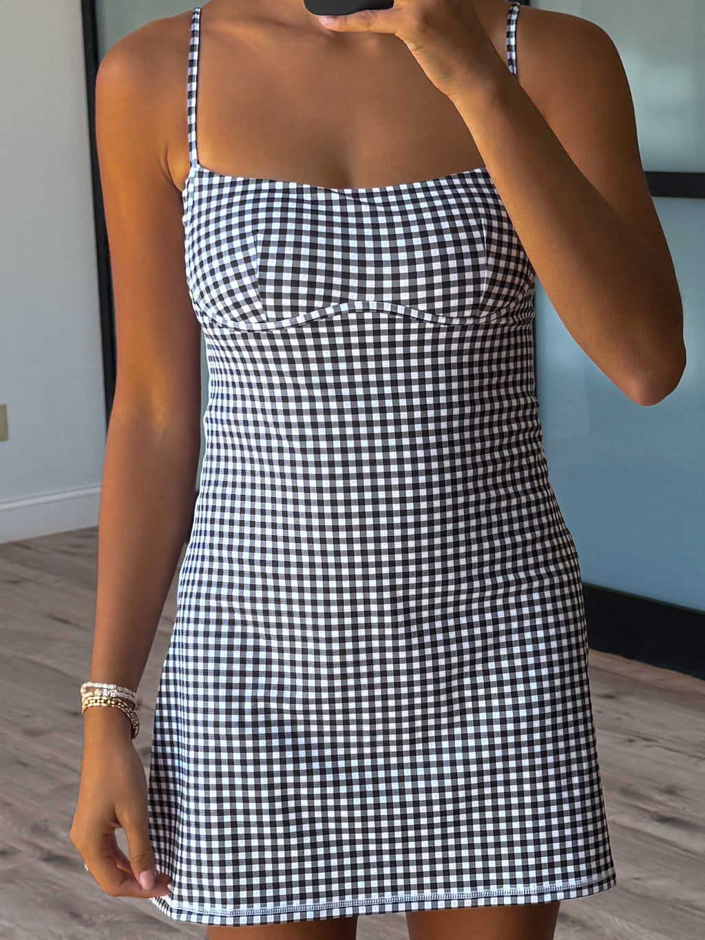 Sweetheart Active Dress | Black Gingham L Sweetheart Active Dress | Black Gingham L