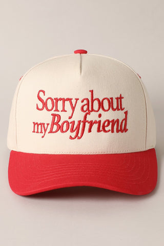 'Sorry About My Boyfriend' Canvas Cap | 2 Colors Available | FINAL SALE