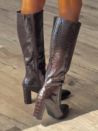 Scales Knee High Boots | Chocolate