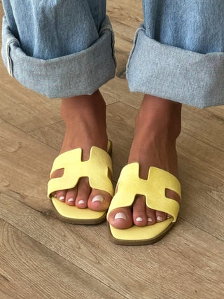 Helios Micro Suede Sandal | Lemon