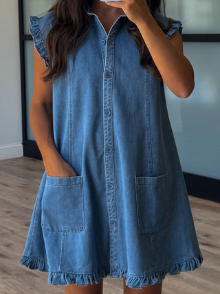 Denim Flutter Dress | RESTOCK
