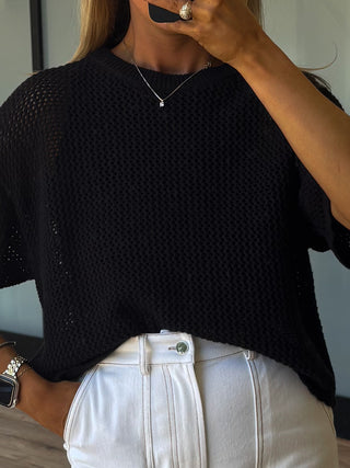 Boardwalk Open Knit Top | Black | FINAL SALE
