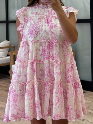 High Tea Flutter Dress | Pink Floral | FINAL SALE