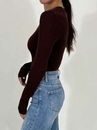 Essential Ribbed Long Sleeve | Chocolate | +Plus Available | RESTOCK