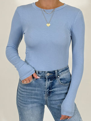 Essential Ribbed Long Sleeve | Baby Blue | +Plus Available | RESTOCK