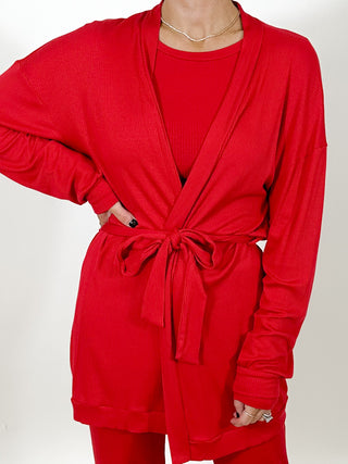 Downtime Ribbed Robe | Cherry | +Plus Available | FINAL SALE