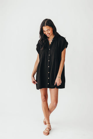 Coastal Core Cotton Dress | Black