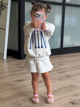 Kids "MINI" Mock Neck Shorts Set | Grey | Tiny Talulah