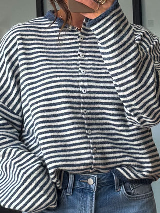 Isla Cardigan | Mini Striped Denim | RESTOCK
