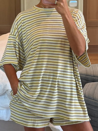 Jovi Ribbed Knit Tee + Shorts Set | Mellow Yellow | +Plus Available