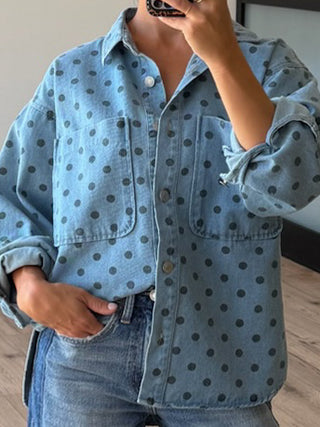 Cavi Polka Dot Denim Shacket
