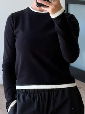 Think Twice Layered Knit Top | Black