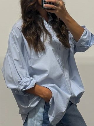 Faye Poplin Button-Down Shirt | Sky