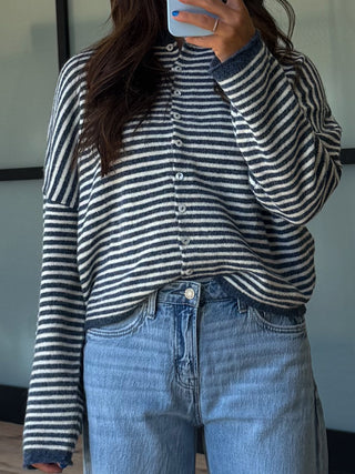 Isla Cardigan | Mini Striped Denim