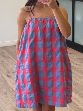 Berry Stand Checkered Dress