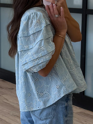 Copacabana Puff Sleeve Blouse | Blue Willow