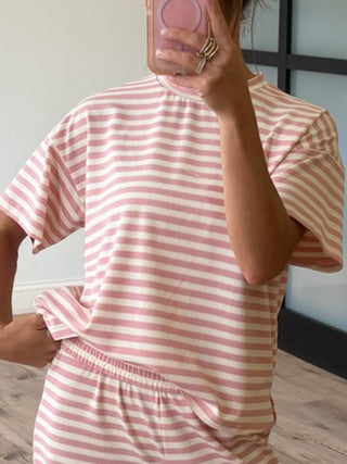 Miah Ribbed Knit Tee | Ballet Pink