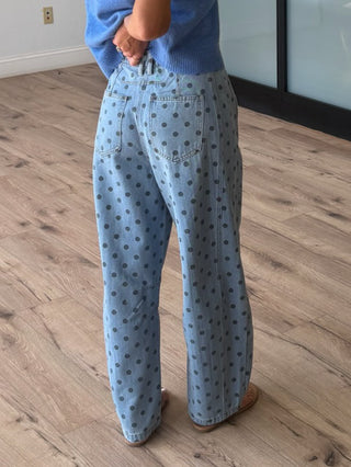 Dot Rally Barrel Pants | Denim